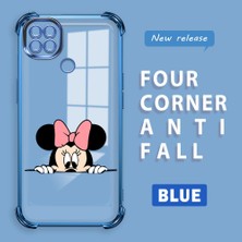Ucuc Redmi 9c Uyumlu Şeffaf Silikon Köşe Koruma Lens Korumalı Elektroplatlı Kenar Kılıf Mickey Desenli
