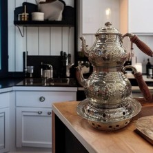 PremiumPort El Yapımı Bakır Çaydanlık Seti, Osmanlı Ocağı, 2.80 L, Aile Boyu