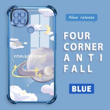 Ucuc Redmi 10A Uyumlu Şeffaf Silikon Köşe Koruma Lens Korumalı Elektroplatlı Kenar Kılıf Gezegen Desenli