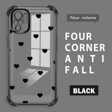 Ucuc Redmi Note 10S Uyumlu Şeffaf Silikon Köşe Koruma Lens Korumalı Elektroplatlı Kenar Kılıf Kalp Desenli