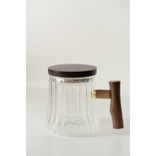 PremiumPort Akasya Kulplu Çizgili Model Borosilikat Cam Demlik - Şık ve Dayanıklı