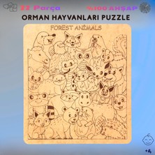 BTNES Puzzle Orman Hayvanları Eğitici Montessori Oyuncak Yapboz %100 Doğal Ahşap Puzzle