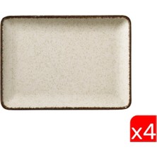 UltraMint Dikdörtgen Tarçın Renkli Porselen Tabak 4'lü Set 18X13CM