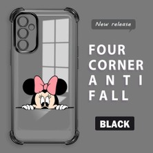 Ucuc Samsung Galaxy M23 Uyumlu Şeffaf Silikon Köşe Koruma Lens Korumalı Elektroplatlı Kenar Kılıf Mickey Desenli