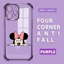 Ucuc Redmi 12 4g Uyumlu Şeffaf Silikon Köşe Koruma Lens Korumalı Elektroplatlı Kenar Kılıf Mickey Desenli