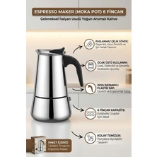 PremiumPort Paslanmaz Çelik Espresso Makinesi, 6 Fincanlı, Pratik ve Şık Tasarım