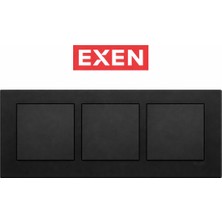 Exen Siyah 3’lü Anahtar Seti – Üçlü Işık Anahtarı Çerçeveli Modern Seri