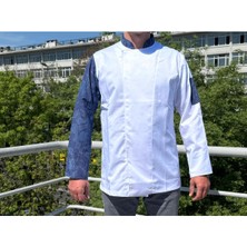 Beyaz Kol Desenli Aşçı Ceketi