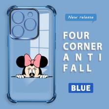 Ucuc Tecno Spark 20/20C Uyumlu Şeffaf Silikon Köşe Koruma Lens Korumalı Elektroplatlı Kenar Kılıf Mickey Desenli