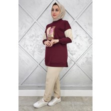 Pys Giyim Kadın Baskı Detaylı Kombinli Tesettür Tunik