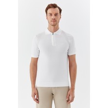 Sabri Özel Ekru Reglan Fermuarlı Polo Yaka Triko T-shırt