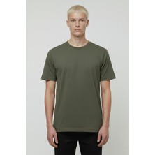 Sabri Özel Giotelli Haki  Regular Fit %100 Pamuklu Bisiklet Yaka Tişört