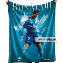 Elmas Dizayn 150X220 cm  Çocuk Tv Koltuk Yatak Battaniyesi Organik Pamuk Leke Tutmaz Ronaldo Cr7