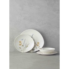 UltraMint Mavi ve Sarı 24 Parça Yemek Takımı, 6 Kişilik, Şık ve Modern Tasarım