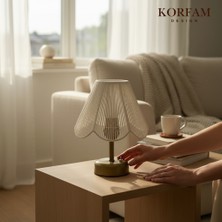 KorFam Rosalinda Modeli - Beyaz Çiçek Şeklinde Kablosuz Pilli Masa & Gece Lambası