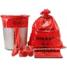 abnturk Özel Amblemli Tıbbi Kırmızı Çöp Torbası 3 Rulo (30 Adet)Tıbbi Atık Poşeti Büyük Boy 72X95CM 600 gr