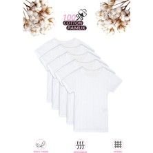 Özkan Underwear Özkan 42780 5'li Paket Kız Çocuk Transferli %100 Pamuklu Ribana Esnek Rahat Kısa Kollu Fanila Atlet