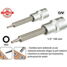 Tomax 1/2 " 100 mm Lokmalı Allen Uç (12 Mm) Uzun (10 Adet)