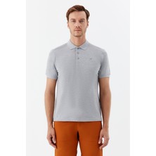 Sabri Özel Gri Melanj Regular Fit %100 Pamuklu Polo Yaka Tişört