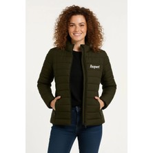 Mevese Haki Su İtici Mikro Kapitone Kadın Bomber Mont