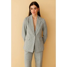 Ekol Kadın Tek Düğmeli Kapaklı Olive Renk Ceket 04062