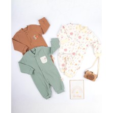 Ege Bebek Kız Bebek Tavşan Detaylı 0-3 / 3-6 / 6-9 Aylık 3'lü Tulum Seti L Yeni Doğan Tulumları