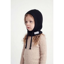 Bahels Çocuk Siyah Triko Örgü Balaclava Bere Şapka