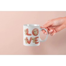Mithor Shop Bej Poodle – Love Yazılı Sevgililer Günü Özel Tasarım Kupa