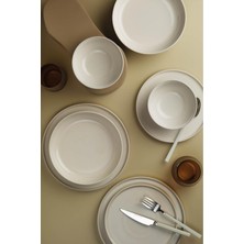 UltraMint 12 Parça Krem Yemek Takımı, 4 Kişilik, Stackable, Şık ve Pratik Set