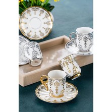 UltraMint Şık 6'lı Kahve Fincan Takımı Gold ve Silver Renk Seçenekleri