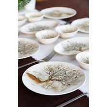 UltraMint Şık 16 Parça Porselen Kahvaltı Takımı, 6 Kişilik Set