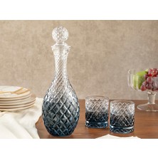 UltraMint Şık Lacivert Cam 3 Parça Karaf Seti, 1000 Ml, Modern Tasarım