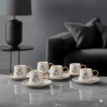 UltraMint 12 Parça 6 Kişilik Gold Detaylı Kahve Fincan Takımı