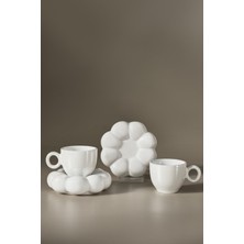 UltraMint Beyaz Lüsterli 2 Kişilik Kahve Fincanı, 90 Ml, Şık ve Zarif Tasarım