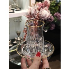 UltraMint Şık 6 Kişilik Altın Renkli Yaldızlı Çay Takımı