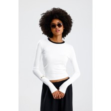 Rose Arya Beyaz Garnili Parmak Badi