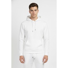 Sabri Özel Giotelli Beyaz Regular Fit Pamuklu Kapüşonlu Eşofman Takımı