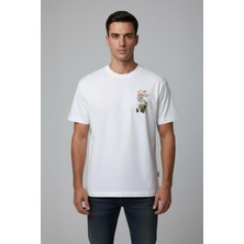 Sabri Özel Giotelli Beyaz  Regular Fit %100 Pamuklu Baskılı Bisiklet Yaka Tişört