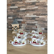 UltraMint 6 Kişilik 24 Parça Kirazlı Lüks Kahve Sunum Takımı