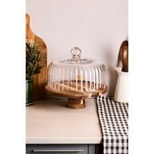 UltraMint Akasya Standlı Cam Kek Fanusu, Ayaklı, 28 Cm, Şık ve Zarif Tasarım