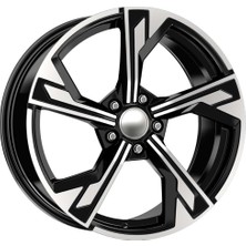 RC 18 Inç 5X112 A3 A4 Octavia Golf Jetta Passat Caddy Uyumlu Siyah Elmas Kesim Jant Modeli (4 Adet)