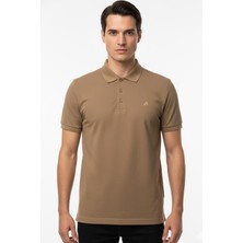 Sabri Özel Erkek Cappucino Normal Kesim Regular Fit %100 Pamuk Pike Düğmeli Polo Yaka Tişört