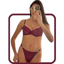 Zarvia Mor Dantelli Bralet Balenli Sütyen Tanga Iç Çamaşır Takımı