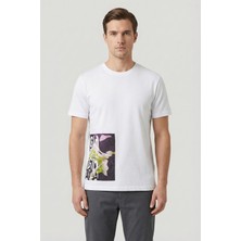 Sabri Özel Giotelli Beyaz Regular Fit %100 Pamuk Fermuarlı Polo Yaka Erkek Tişört