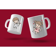 Mithor Shop Kalp Avcısı Esmer Okçu Erkek & Esmer Kız - 2’li Sevgililer Günü Kupa Seti
