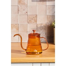 PremiumPort Orange Borosilikat Cam Kahve Potu 600 Ml, Şık ve Dayanıklı Tasarım