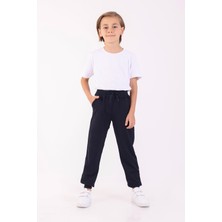 Re&Gi Rekor Unisex Çocuk Eşofman Altı 2 Iplik Mevsimlik Okul ve Günlük Rahat Cepli Basic Jogger Lacivert 5-12 Yaş