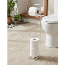 Tas Beyaz Standlı Yedek Hazneli Tuvalet Kağıtlığı