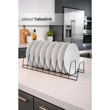 Orvila 10 Bölmeli Metal Siyah Tabaklık Rafı Tezgah Üstü Dolap Içi Düzenleyici Tabaklık