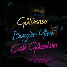Neonled "gülümse Bugün Yine Çok Güzelsin" Neon LED Yazı Dekoratif Aydınlatma